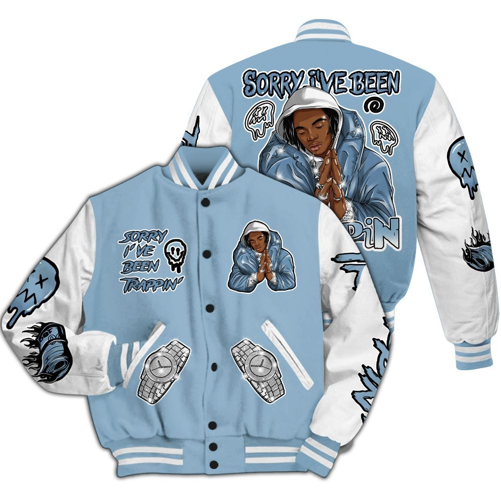 Varsity Jacket To Match High University Blue 1s - Trappin' Unique All Over Print