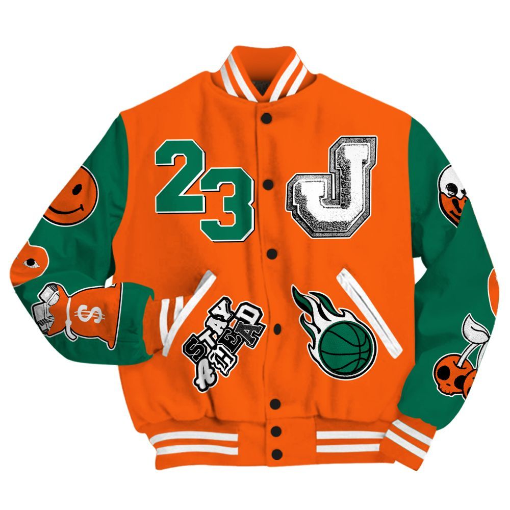 Varsity Jacket To Match SoleFly Sail Gorge Green 3s - Hustles Money Number 23 All Over Print