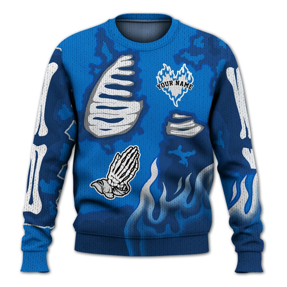 Knitted Sweater To Match Blueberry 12s - Dislike Us Graphic Burning Custom Name