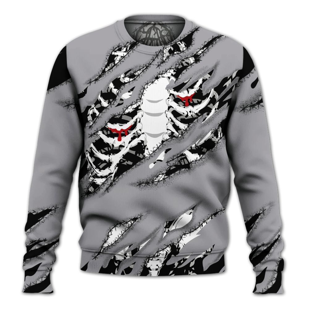 Sweatshirt To Match Cement Grey 3s - GOT 'EM Skeleton Scratch All Over Print