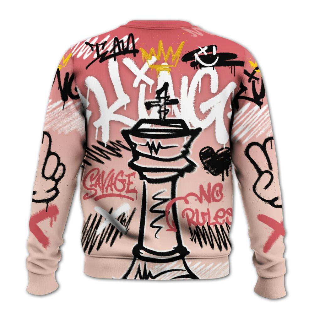 Sweatshirt To Match Washed Coral 2s Shirt, Street King Chess Streetwear All Over Print