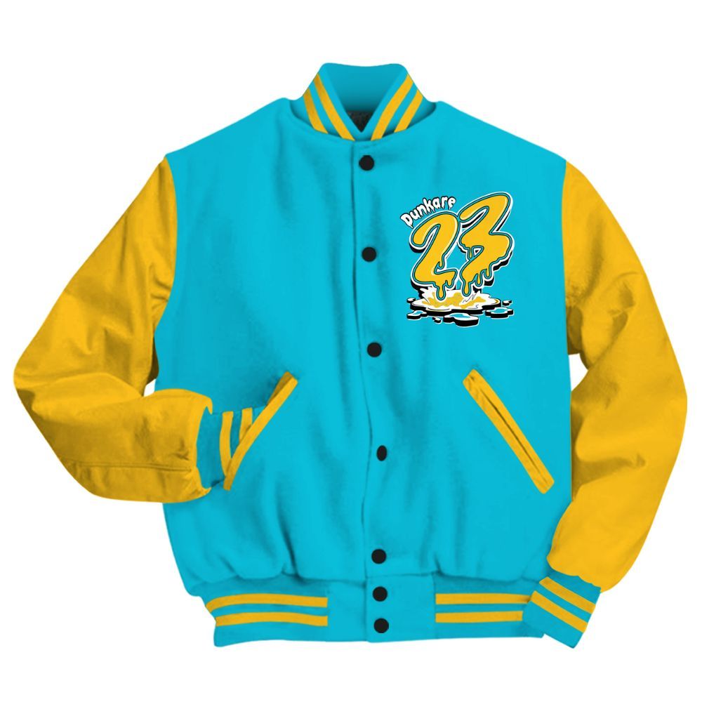 Varsity Jacket To Match Retro Aqua 5s - Custom Name 23 Drip All Over Print