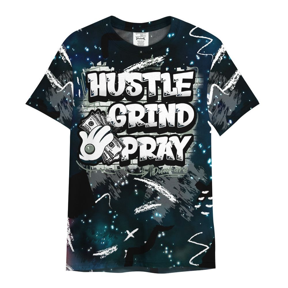 Shirt To Match Air Foamposite One Galaxy - Hustle Grind Pray Retro All Over Print
