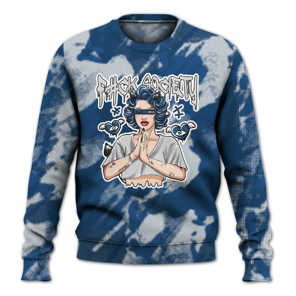 Sweatshirt To Match High OG Midnight Navy 1s - F#ck Xociety Halftone All Over Print