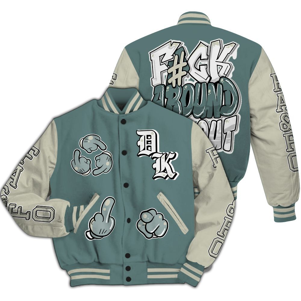Varsity Jacket To Match AMM Low 17s - F Around Find Out Graphic All Over Print