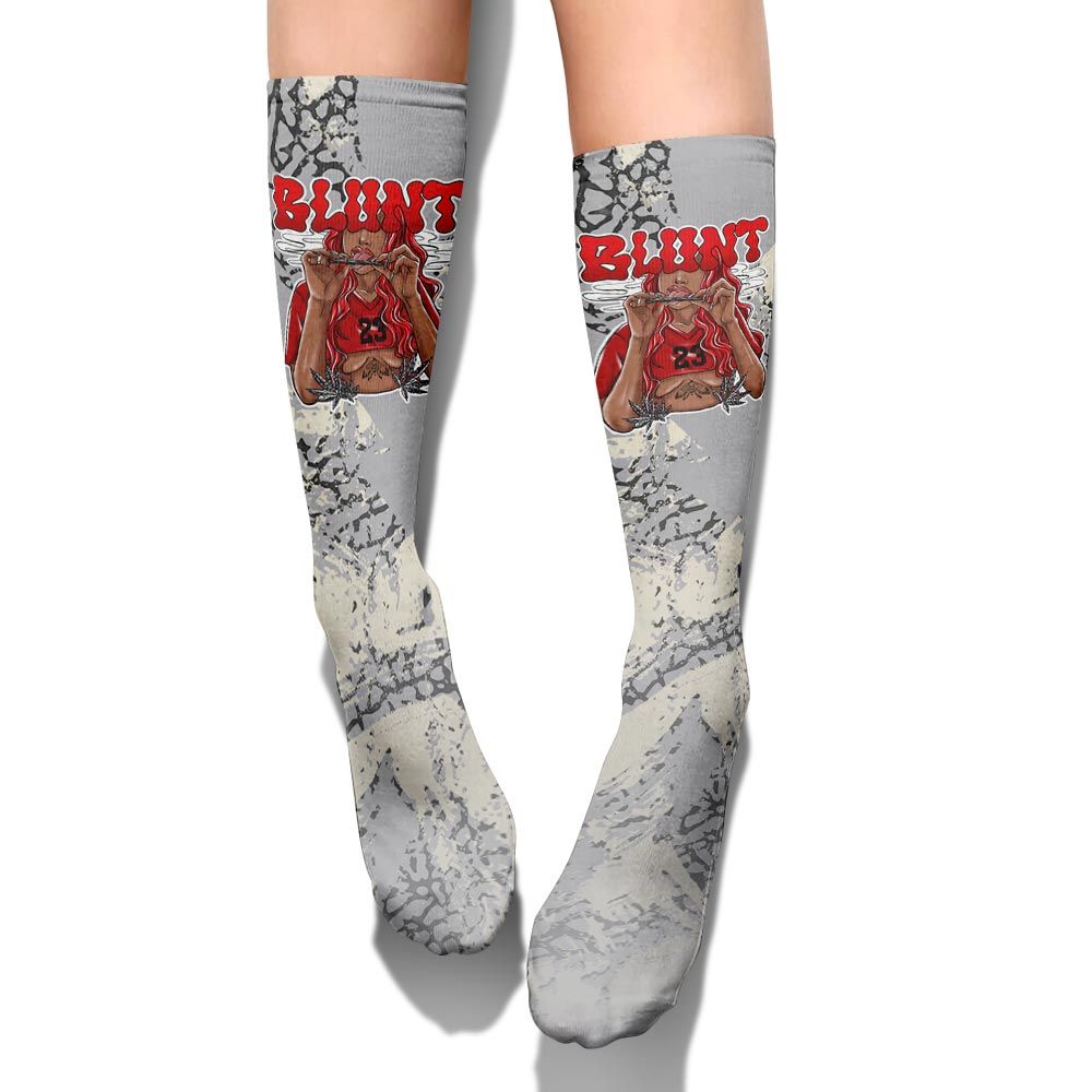 Sock To Match Cement Grey 3s - Bluntz Unique Circle Splash