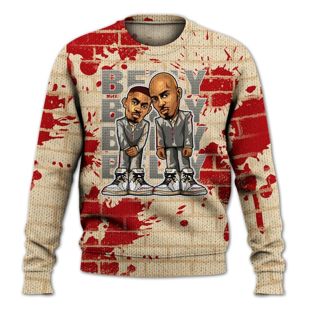 Knitted Sweater To Match Dunk Low Strawberry Waffle - Belly Sneakers Graphic Halloween