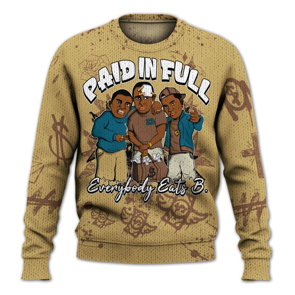 Knitted Sweater To Match Retro Cacao Wow 4s - Everybody Paid In Full Crayon