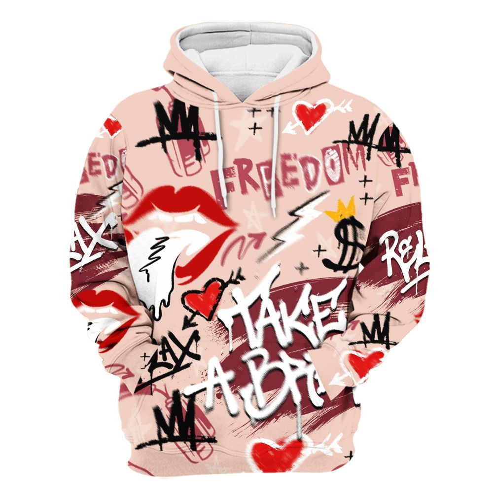 Hoodie To Match Washed Coral 2s Shirt, Take Break Freedom Graffiti Streetwear All Over Print