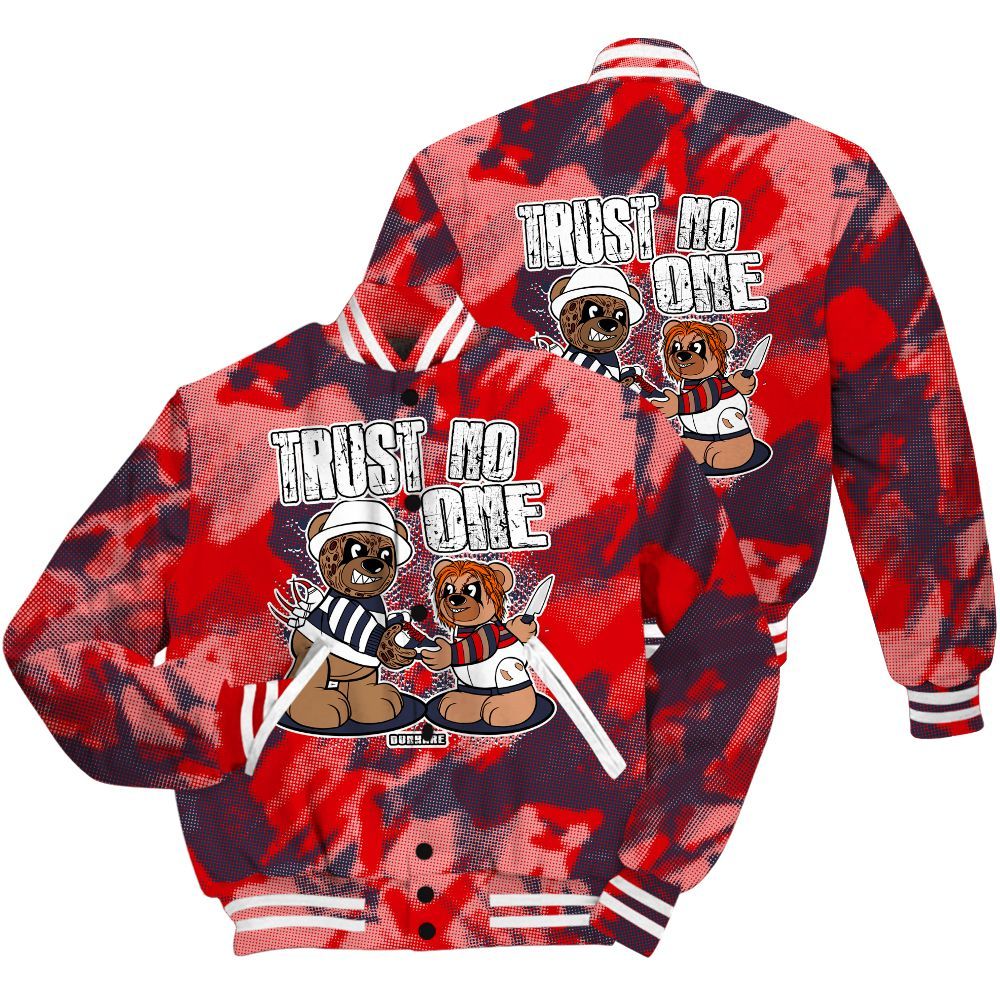Varsity Jacket To Match Low OG Howard University 1s Shirt - Trust No One Bear Abstract Halftone All Over Print