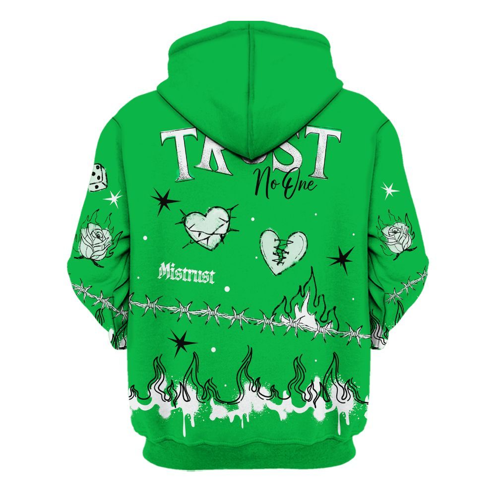 Hoodie To Match Lucky Green 5s - Trust No One Snake-Bite Doodle Crayon All Over Print