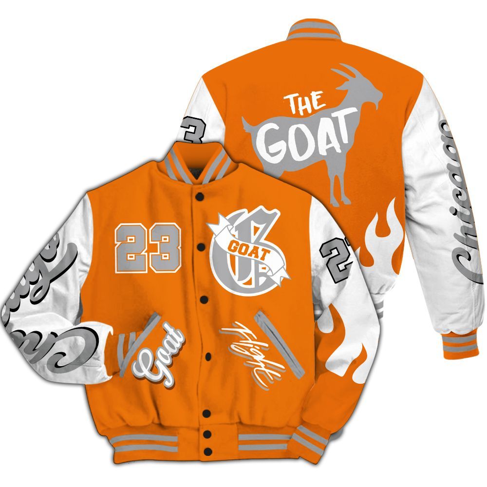 Varsity Jacket To Match Orange Citrus 3s - The G.O.A.T Streetwear All Over Print