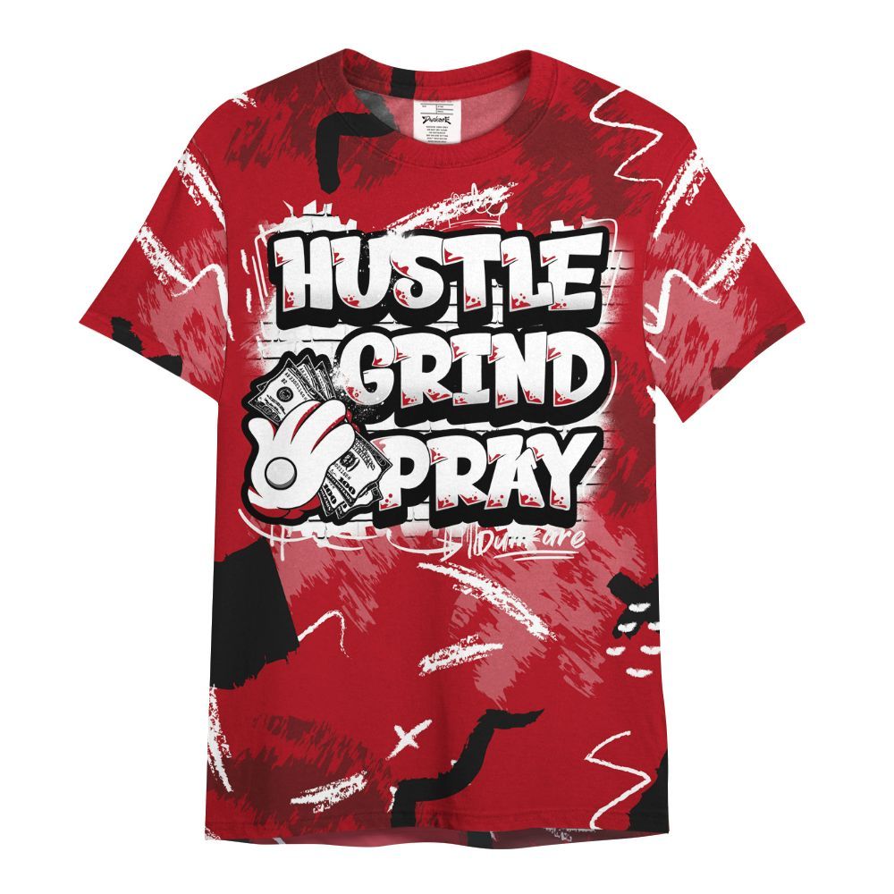 Shirt To Match Bred Velvet 11s - Hustle Grind Pray Retro All Over Print