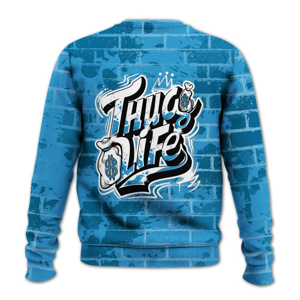 Sweatshirt To Match Powder Blue 9s - Free Thug Living Graphic Brick Art All Over Print