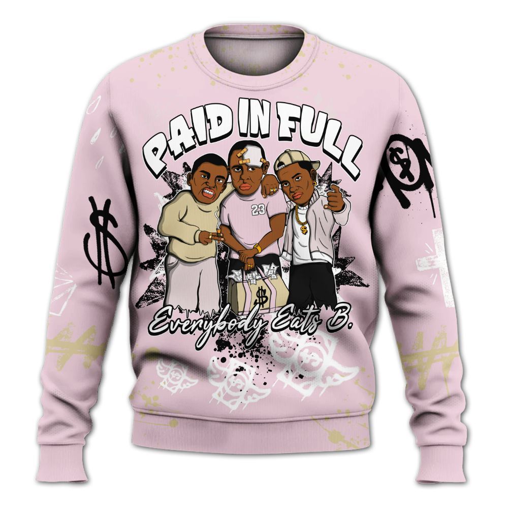 Sweatshirt To Match Denim Iced Carmine 4s - Everybody Paid In Full Crayon All Over Print
