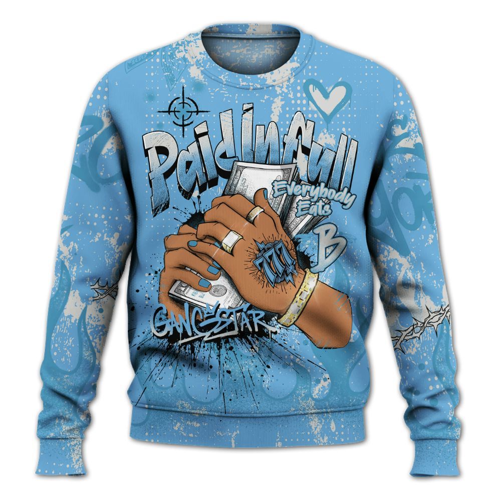 Sweatshirt To Match SB Dunk Low University Blue - Lucky Money Paid In Full Graffiti All Over Print