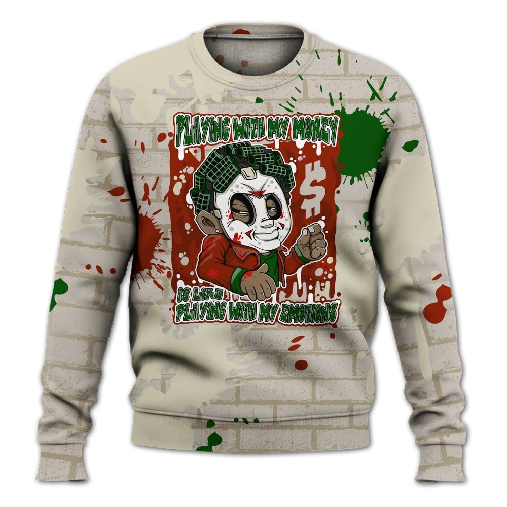Sweatshirt To Match El Grito 5s - Playing With My Money Graphic Halloween All Over Print