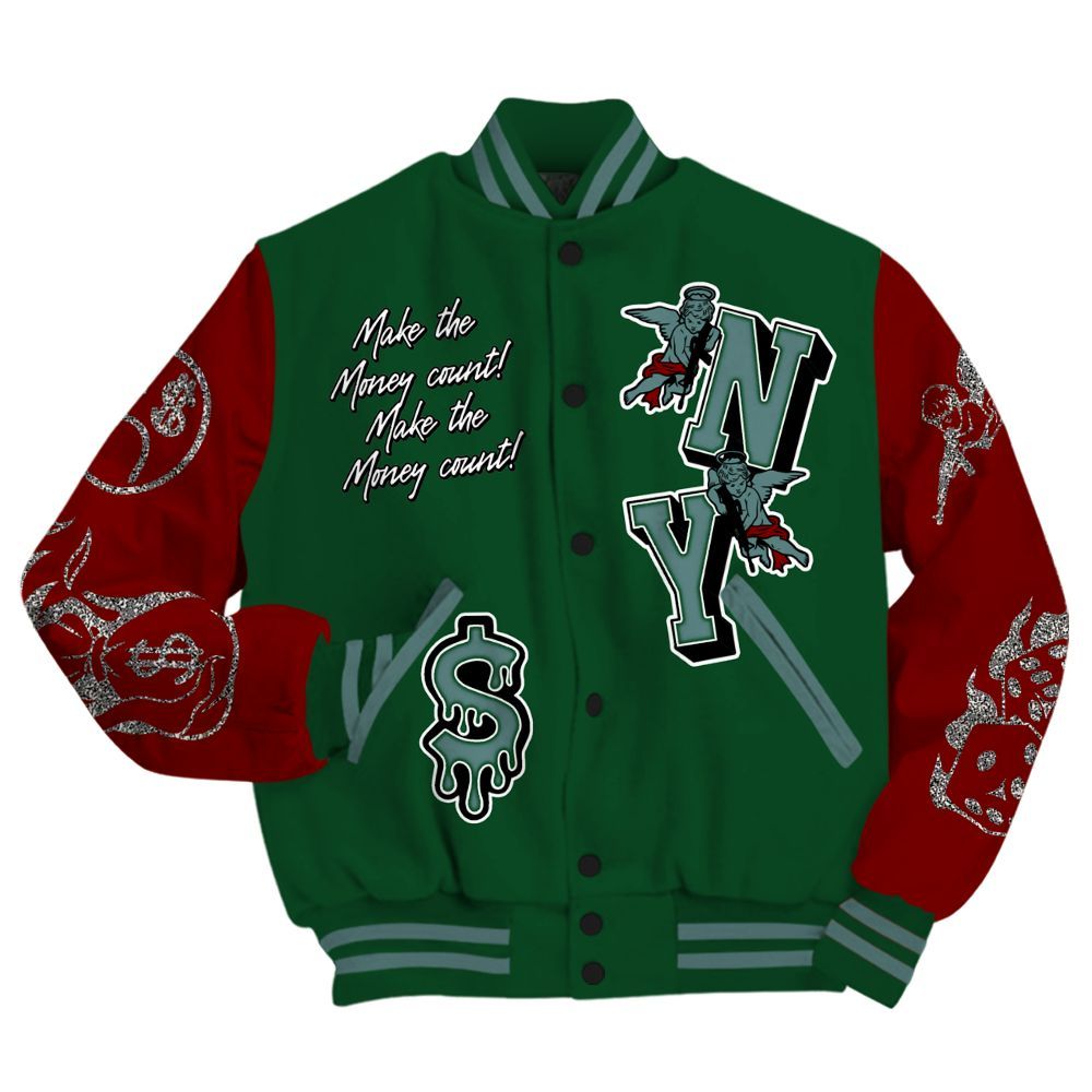 Varsity Jacket To Match Concrete Rose 3s - Paid In Full Money Graphic Varsity Jacket All Over Print