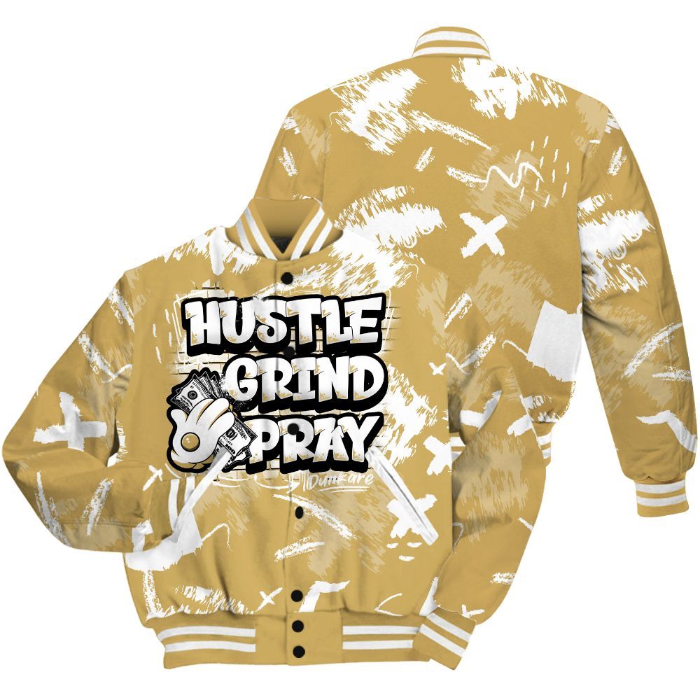 Varsity Jacket To Match Craft Paris 6s - Hustle Grind Pray Retro All Over Print