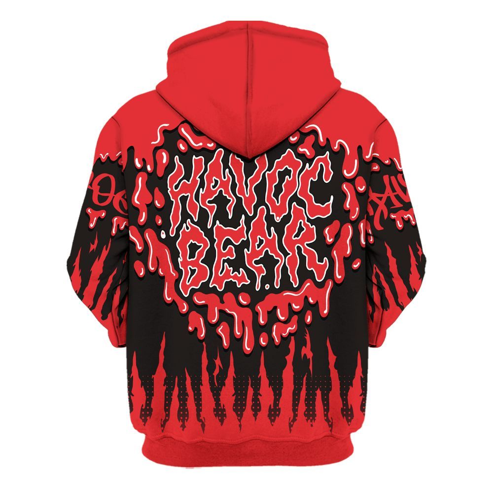 Hoodie To Match Chile Red 9s - Havok Bear Dripping All Over Print