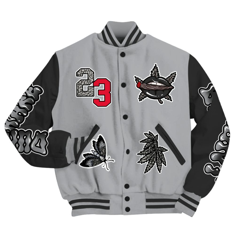 Varsity Jacket To Match Black Cement 3s - Bluntz Unique All Over Print