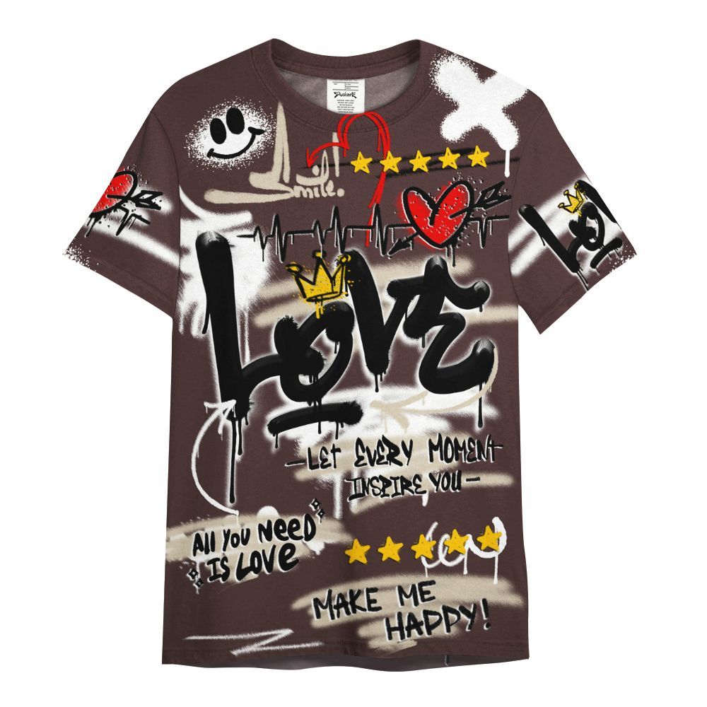 Shirt To Match Burgundy Crush 3s - Happy Love Beats Graffiti Streetwear All Over Print