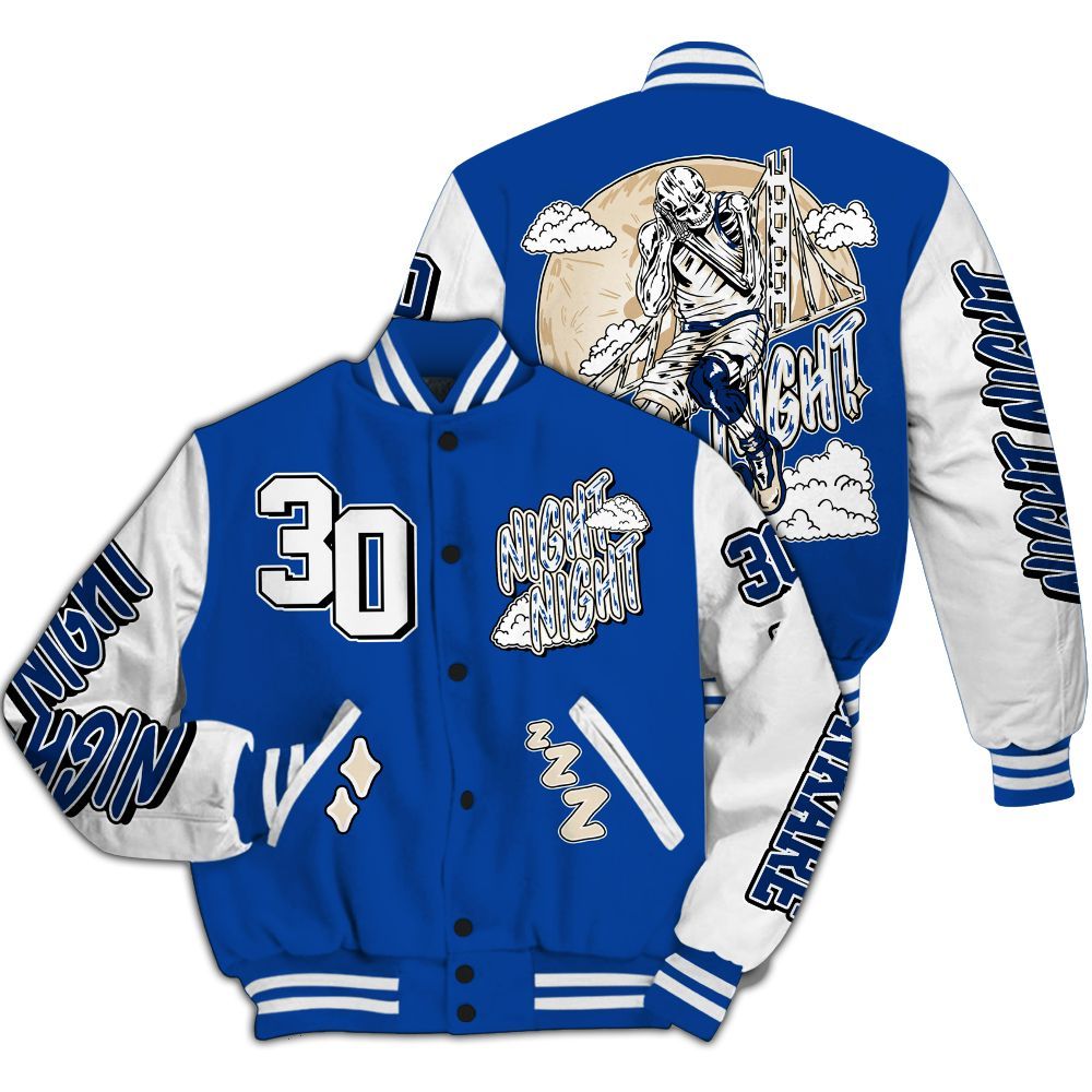 Varsity Jacket To Match Low Game Royal 1s - Seeya Skeleton All Over Print