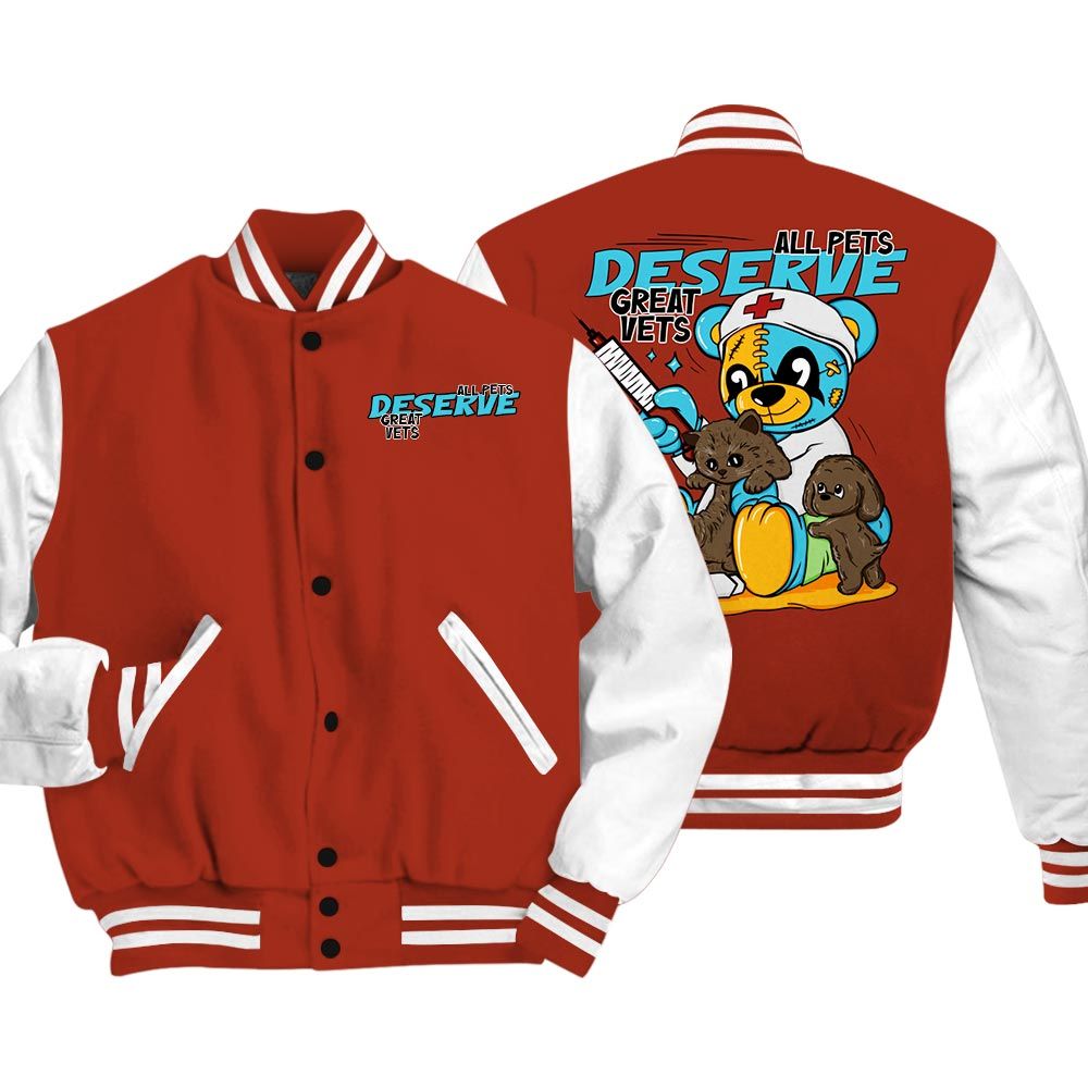 Varsity Jacket To Match SB Dunk Di'Orr Greenwood Vasity Jacket - All Pets Deserve Great Vets Bear Vasity Jacket Unisex