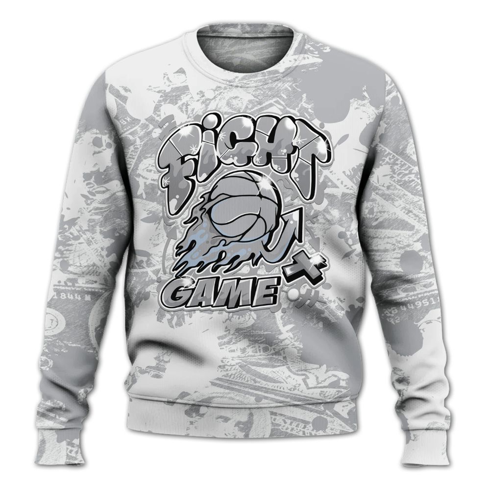Sweatshirt To Match Low OG Wolf Grey 1s - Fighter Games Graphic Street Art All Over Print