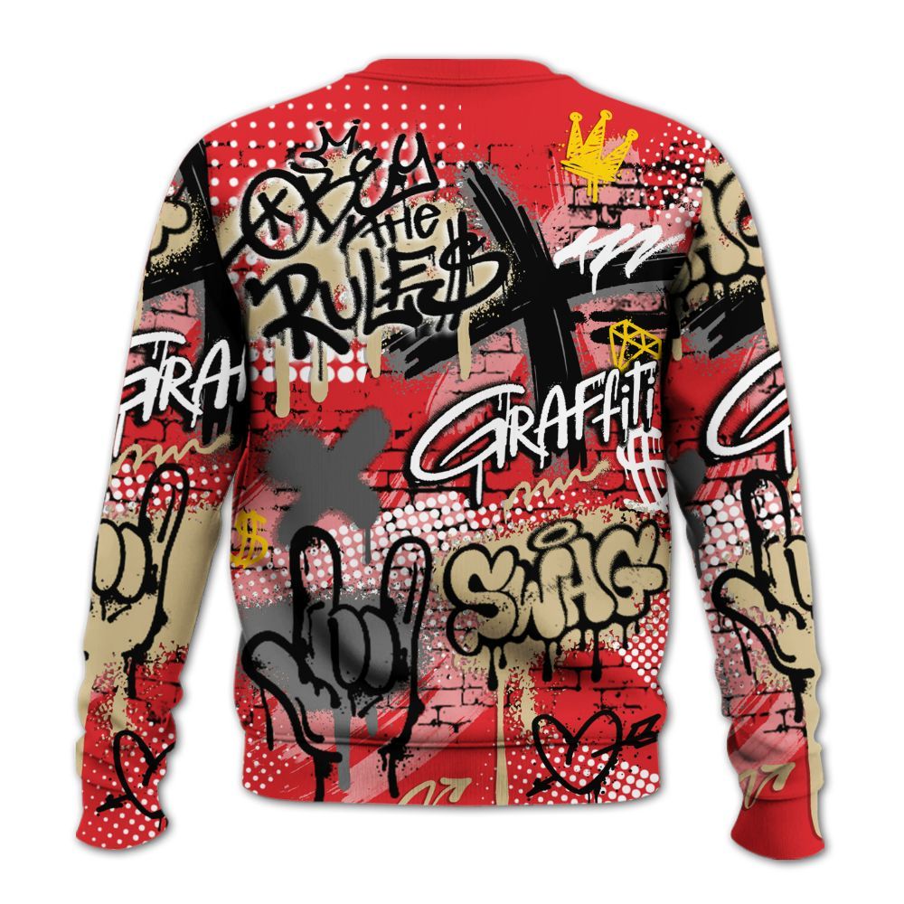 Sweatshirt To Match Prime 93 Fire Red - True It Real Graffiti Streetwear All Over Print