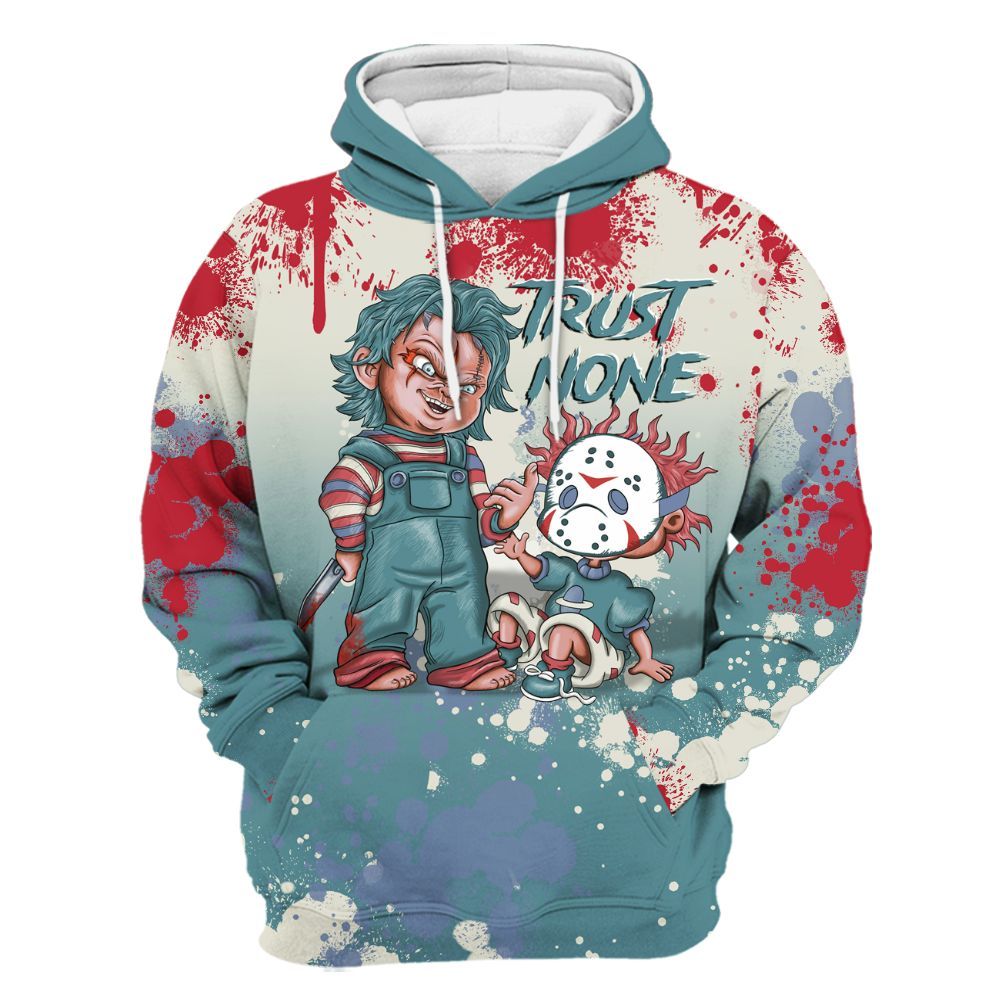 Hoodie To Match Dunk Low Denim Turquoise Royal - Trust No One Scary All Over Print