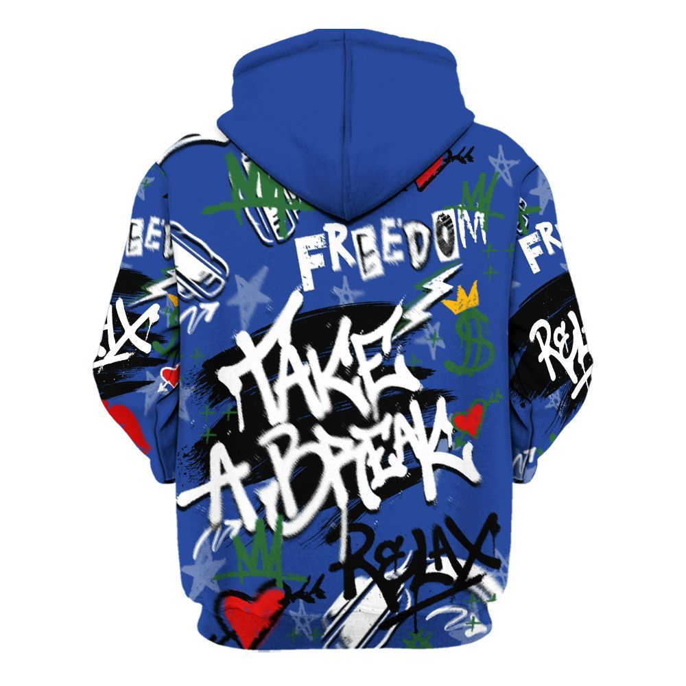 Hoodie To Match Dunk Low Tennis Classic - Take Break Freedom Graffiti Streetwear All Over Print