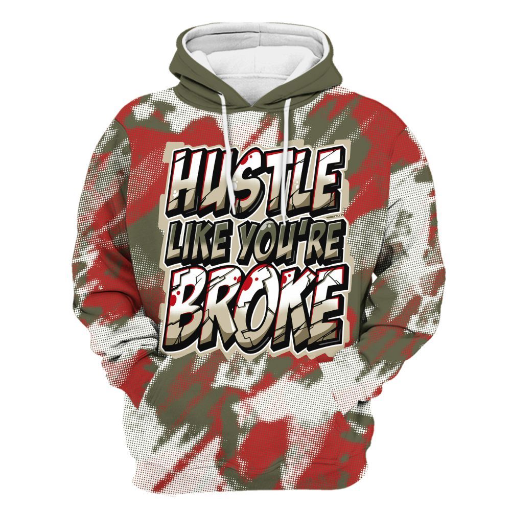 Hoodie To Match Low OG Medium Olive 1s - Hustles Like Broke Abstract All Over Print