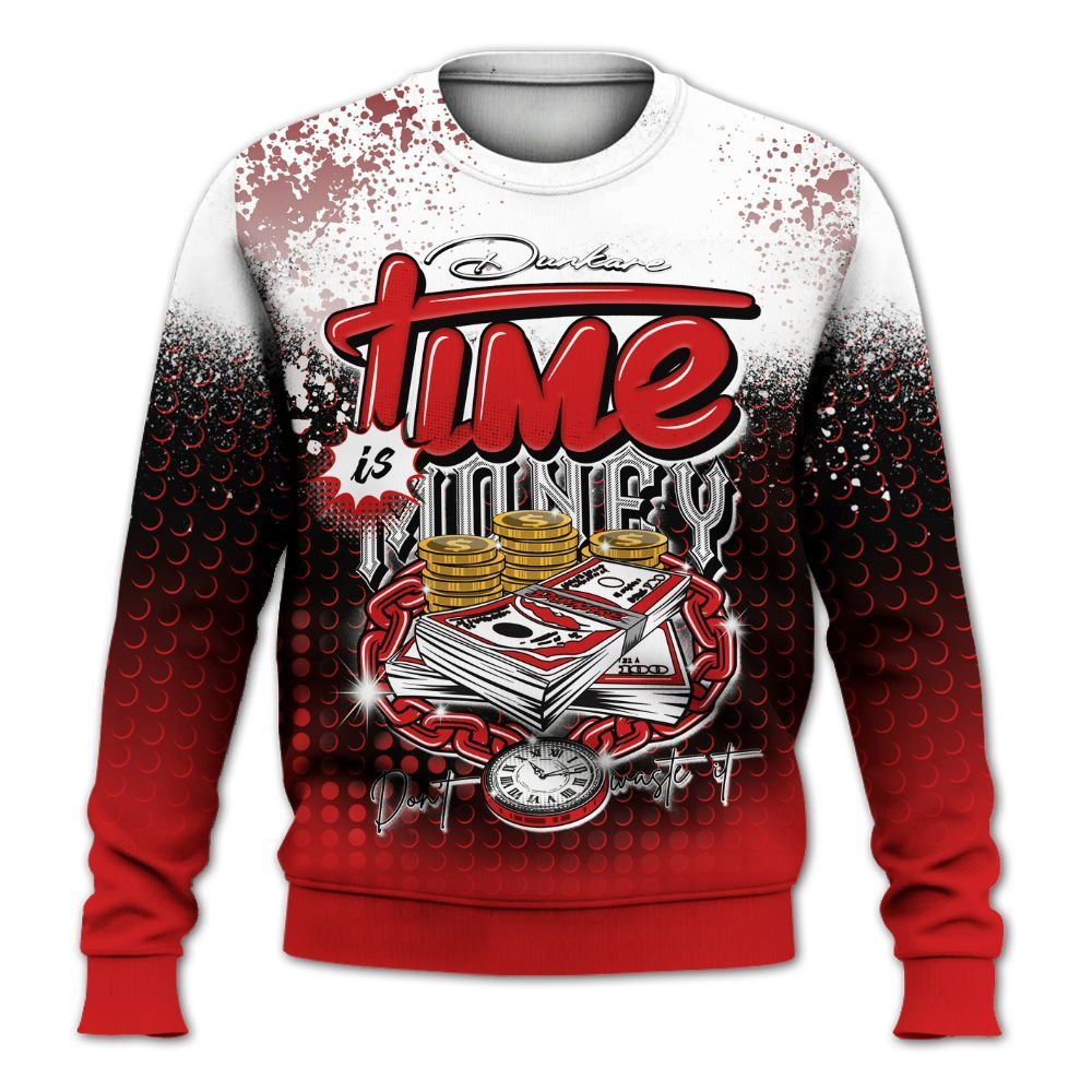 Sweatshirt To Match Low Bred 11s - Halftone Time Is Money All Over Print
