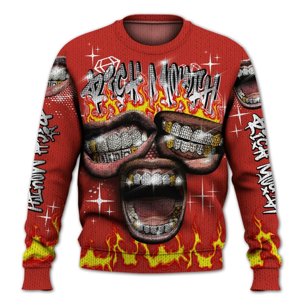 Knitted Sweater To Match Dunk Low St. Johns - Rich Mouth Fire Rap Retro 90s