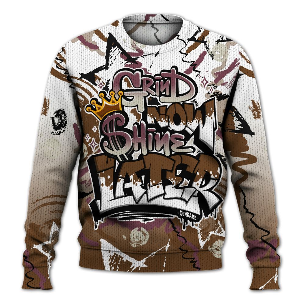 Knitted Sweater To Match Archaeo Brown 3s - Grind Shine Later Drip