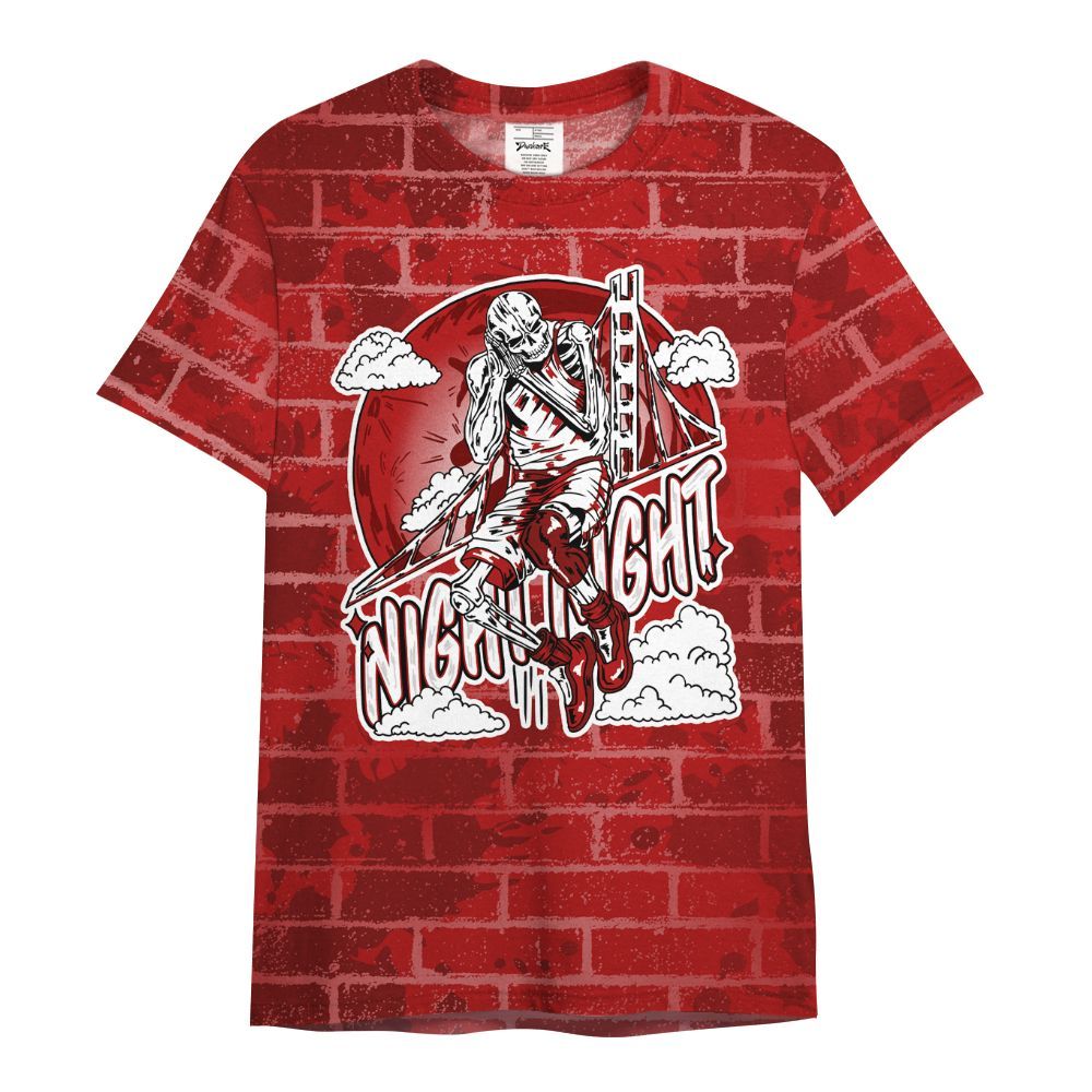 Shirt To Match Red Taxi 12s - Seeya Skeleton Brick All Over Print
