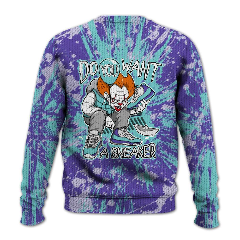 Knitted Sweater To Match Low Hornets 1s - Clown Scary Sneakers Graphic Halloween