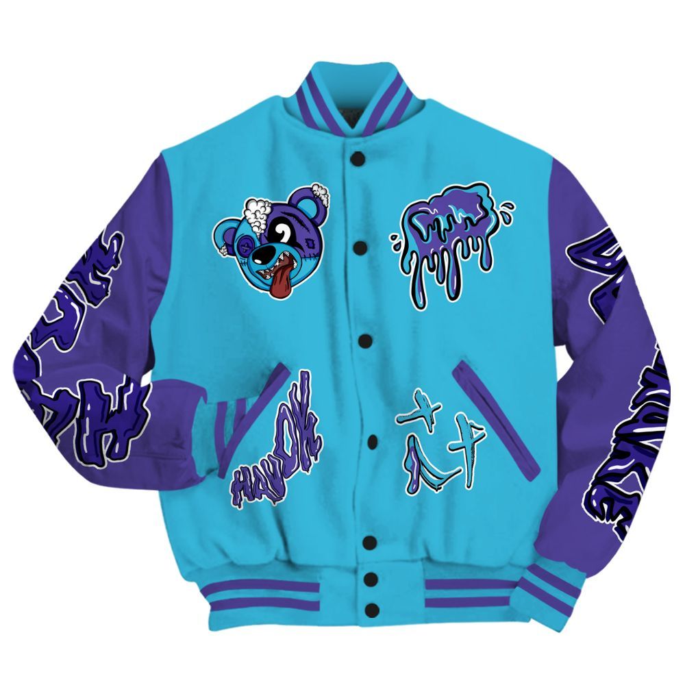 Varsity Jacket To Match Retro Aqua 6s - Havok Bear All Over Print