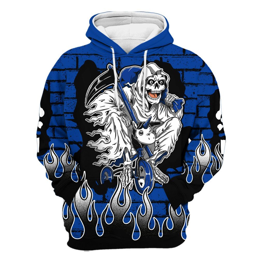 Hoodie To Match Hyper Royal 12s - Self Make Skeleton Crashed All Over Print
