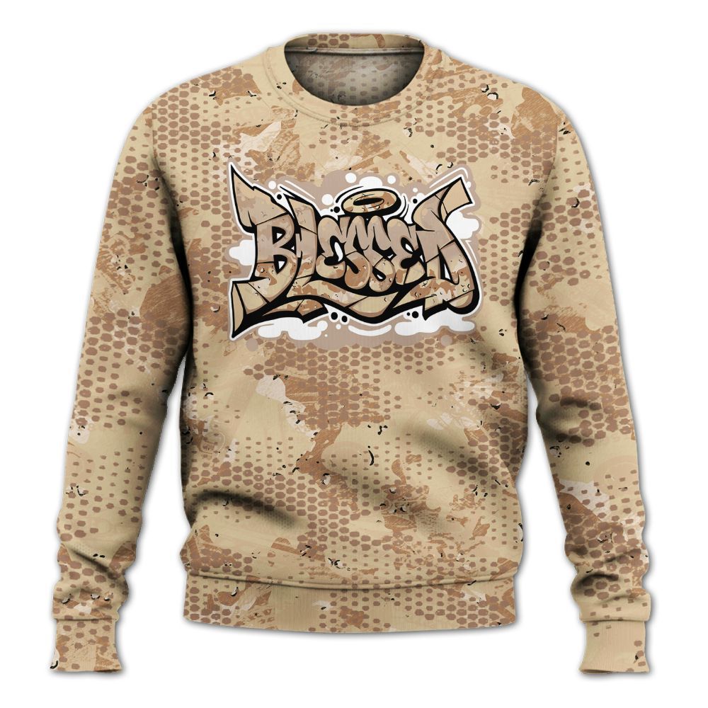 Sweatshirt To Match Desert Camo 3s - Blessing Graphic Banknotes All Over Print