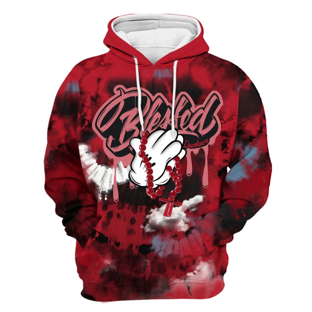 Hoodie To Match Retro Raging Bull 5s - God Blessed Tie Dye All Over Print