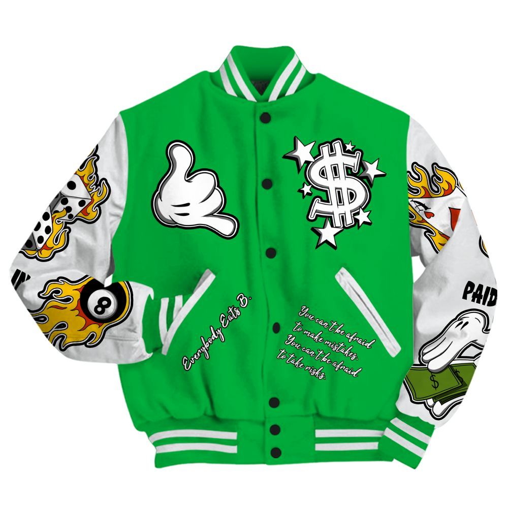 Varsity Jacket To Match Lucky Green 5s - Everybody Paid In Full Graphic All Over Print