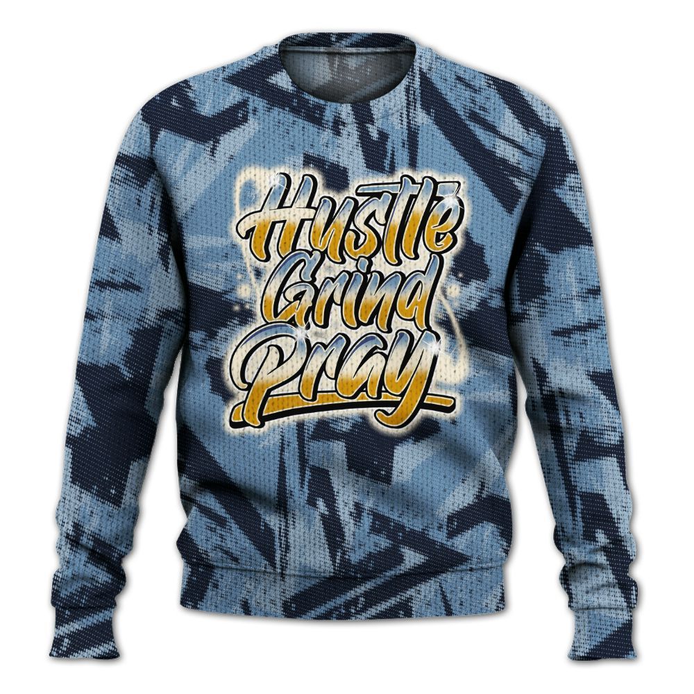Knitted Sweater To Match High OG First In Flight 1s - Hustles And Prayer Graphic Halftone