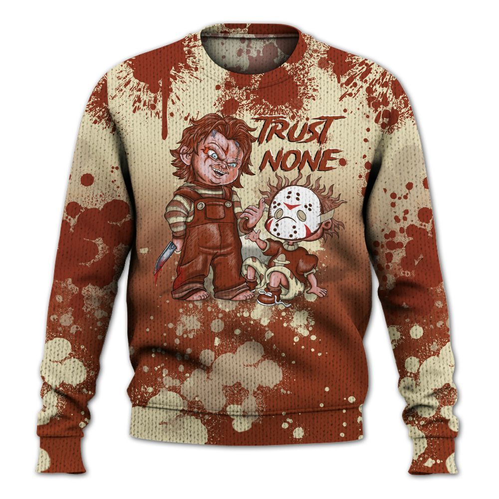 Knitted Sweater To Match Retro Eastside Golf 12s - Trust No One Scary