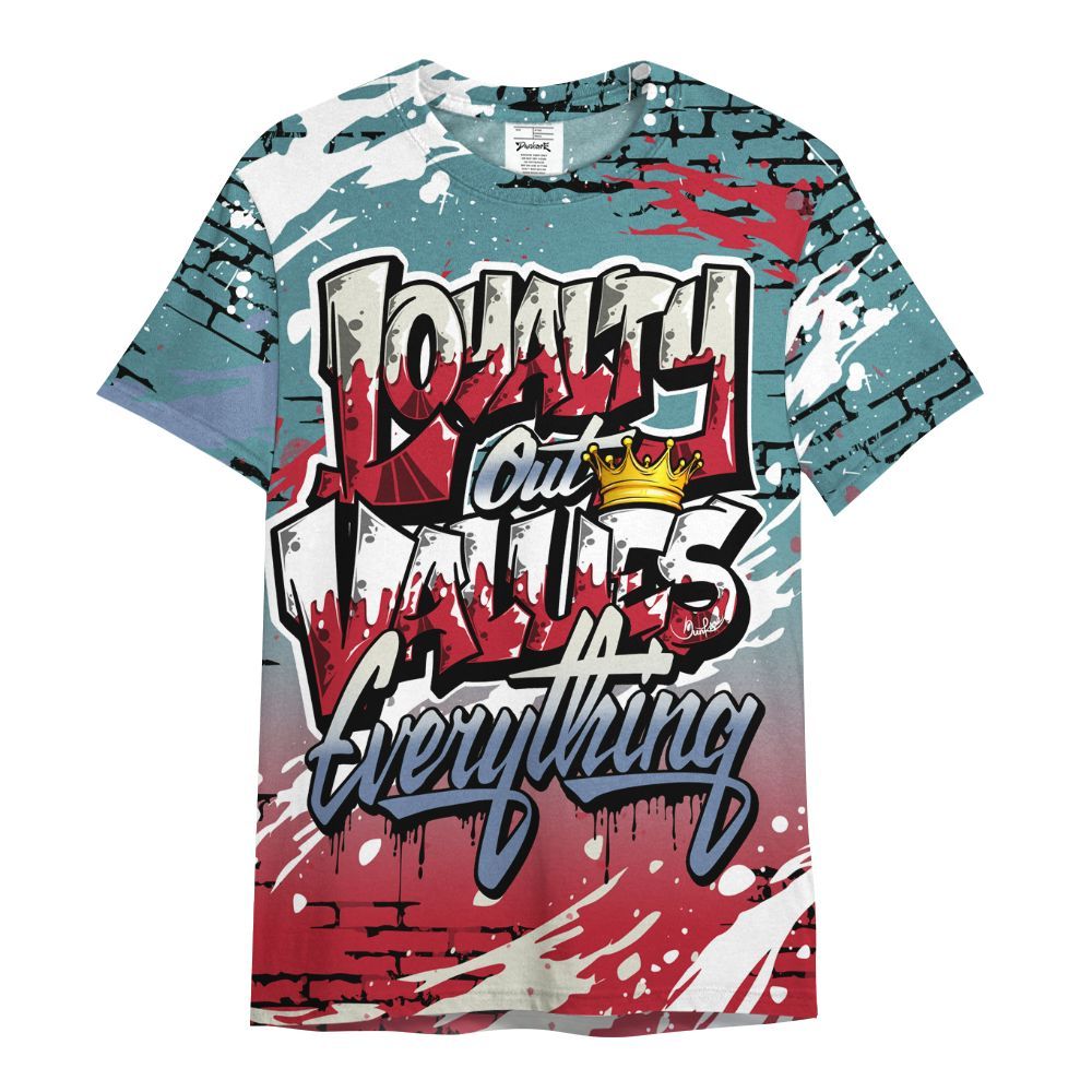 Shirt To Match Dunk Low Denim Turquoise Royal - Values Of Loyalty Drip All Over Print