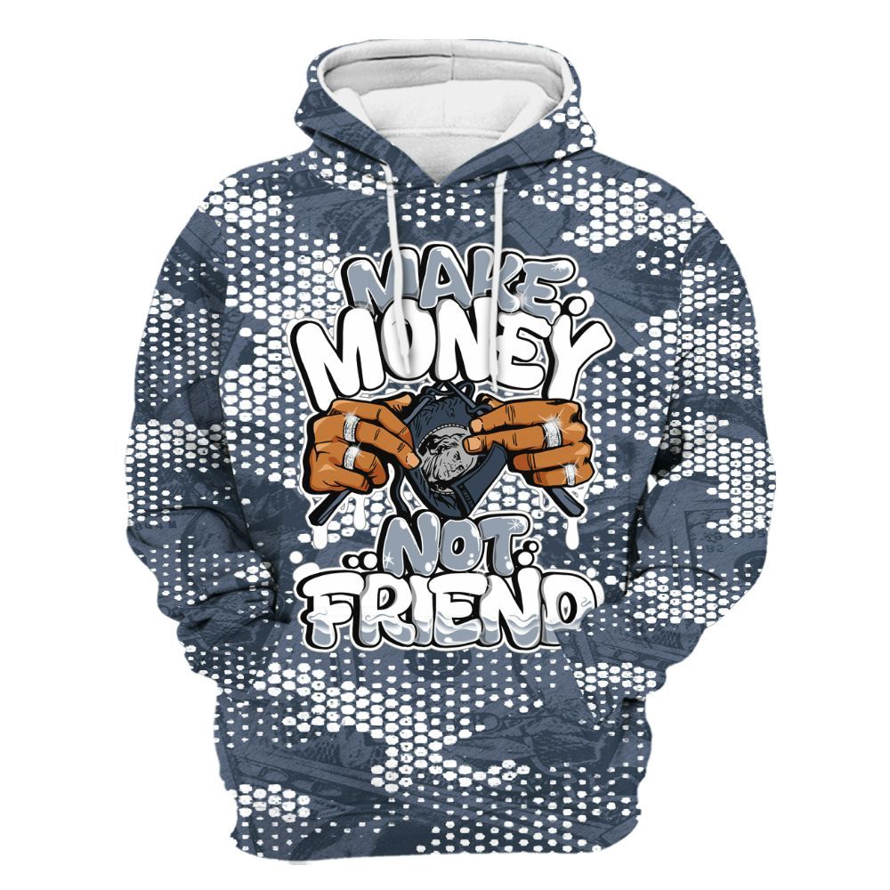 Hoodie To Match Low Diffused Blue 11s - Make Moneys Not Friend Graphic Banknotes All Over Print