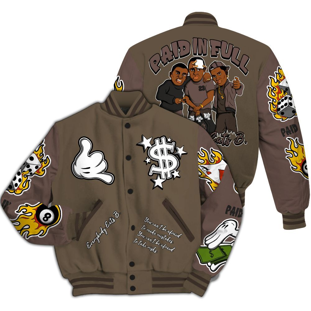 Varsity Jacket To Match AMM Dark Mocha 4s - Everybody Paid In Full Graphic All Over Print