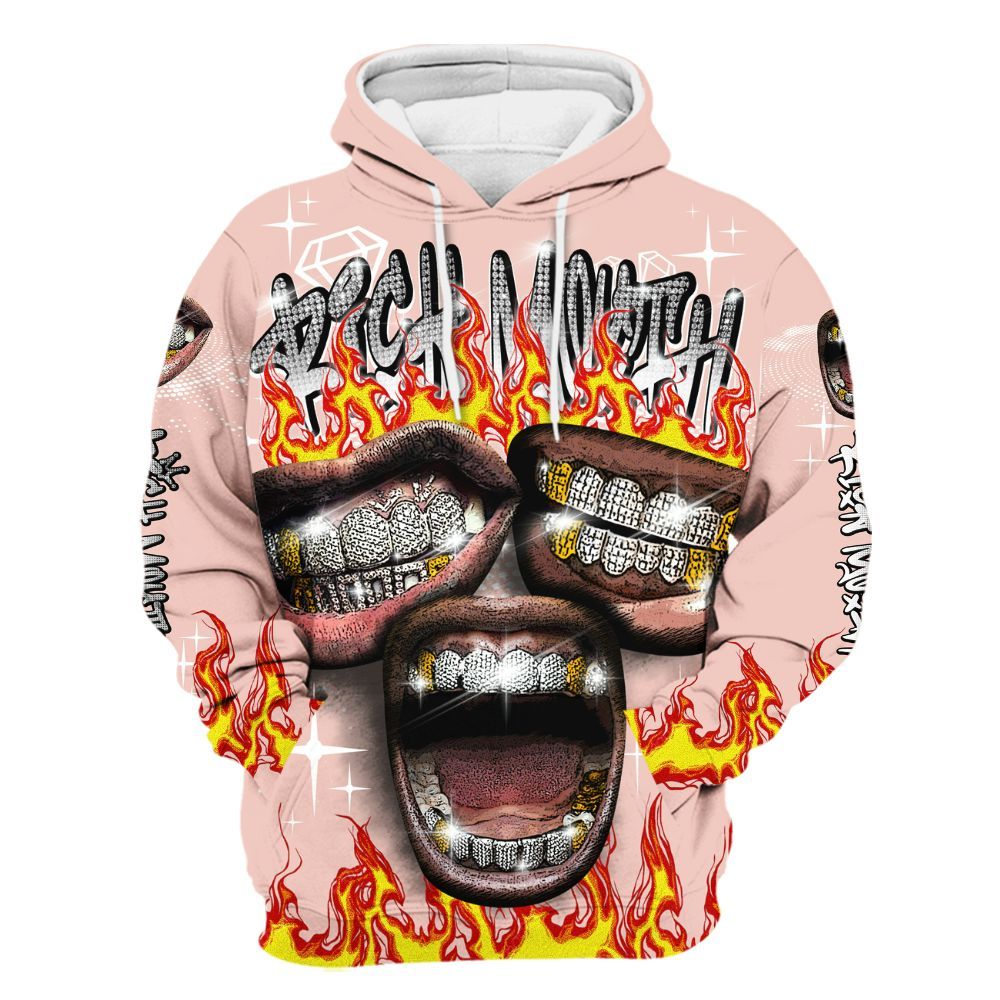 Hoodie To Match Low Legend Pink 11s - Rich Mouth Fire Rap Retro 90s All Over Print