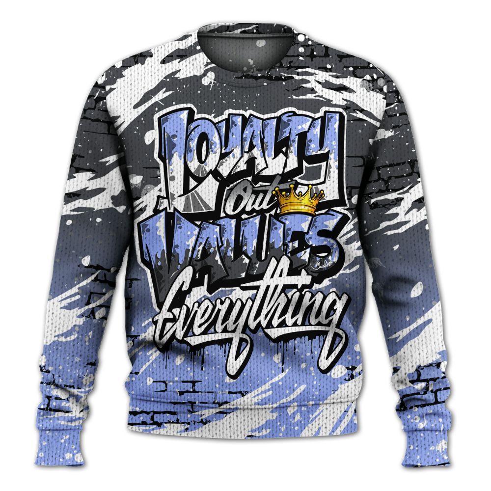 Sweater To Match Retro Awake Racer Blue - Values Of Loyalty Drip Graphic